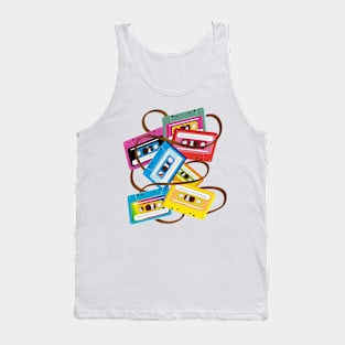 colorful 80s music cassettes with band salad Tank Top